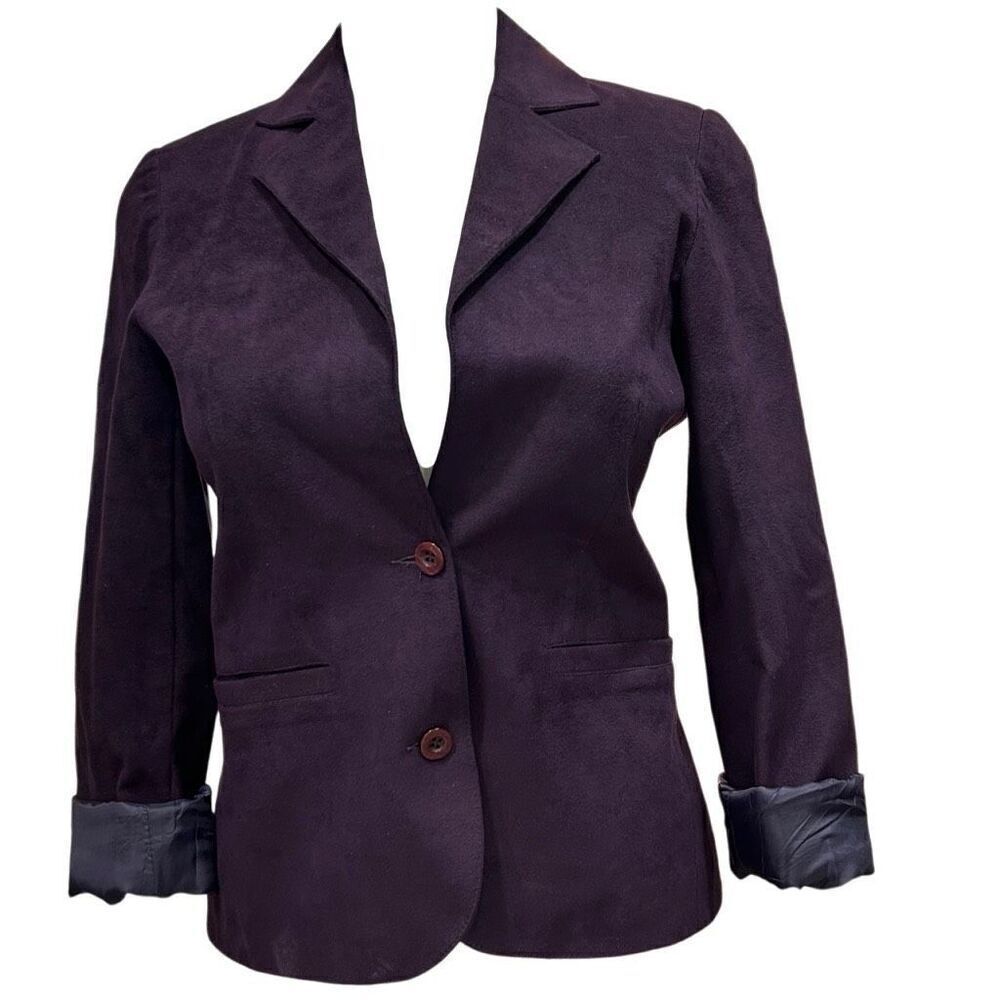 Vintage Samuel Robert by Peter Hatsi Androu Suede Blazer Womens Deep Plum Size 4